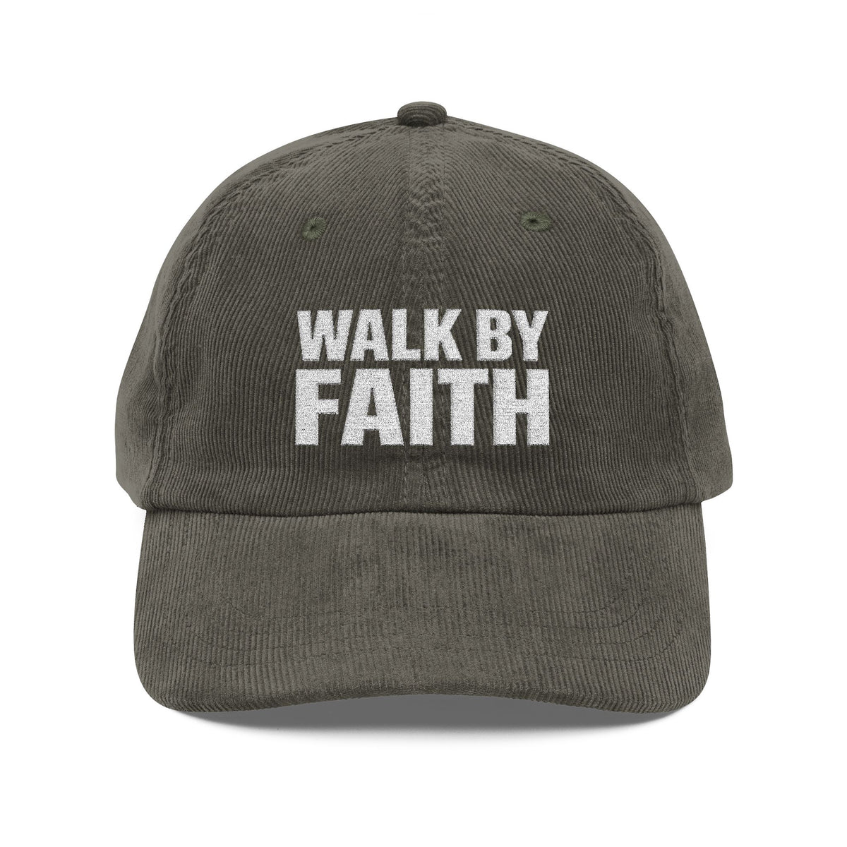 Walk By Faith Embroidered Corduroy Cap - Vintage Inspirational Hat (Trust the Route)
