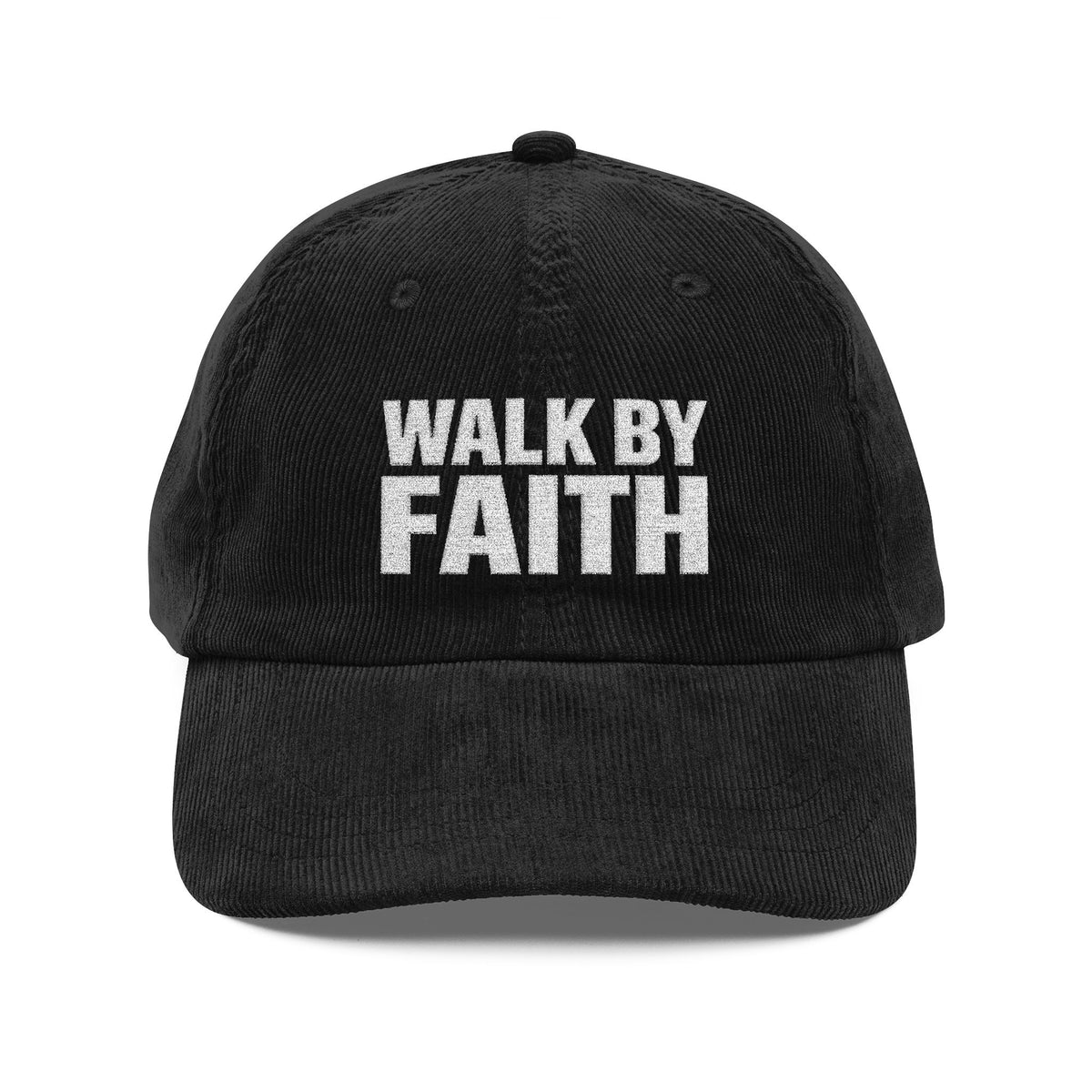 Walk By Faith Embroidered Corduroy Cap - Vintage Inspirational Hat (Trust the Route)