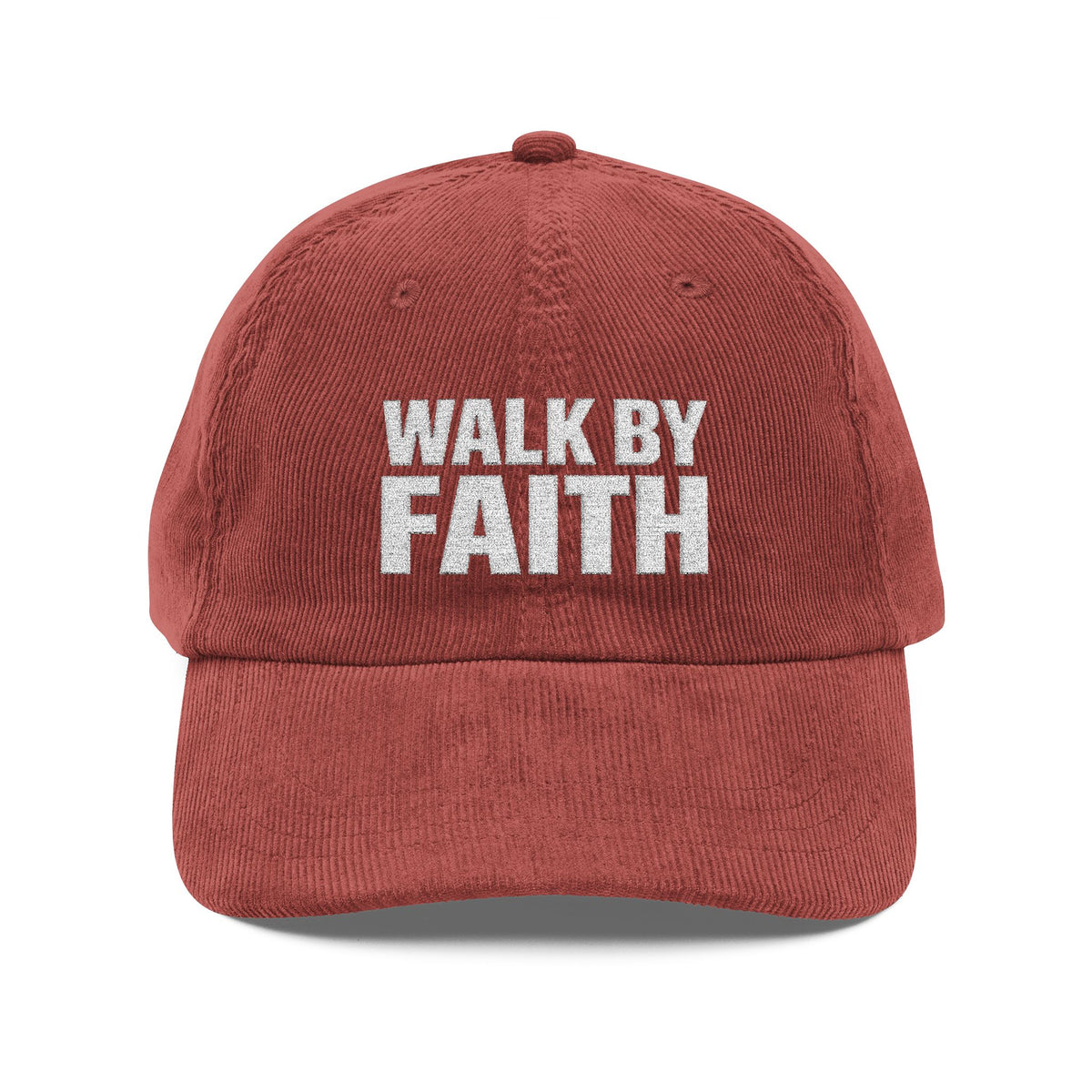 Walk By Faith Embroidered Corduroy Cap - Vintage Inspirational Hat (Trust the Route)