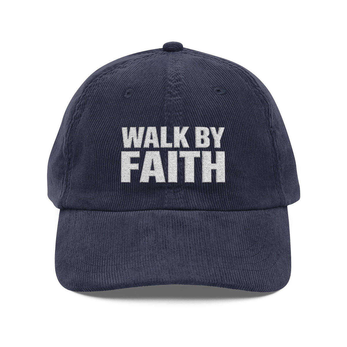 Walk By Faith Embroidered Corduroy Cap - Vintage Inspirational Hat (Trust the Route)
