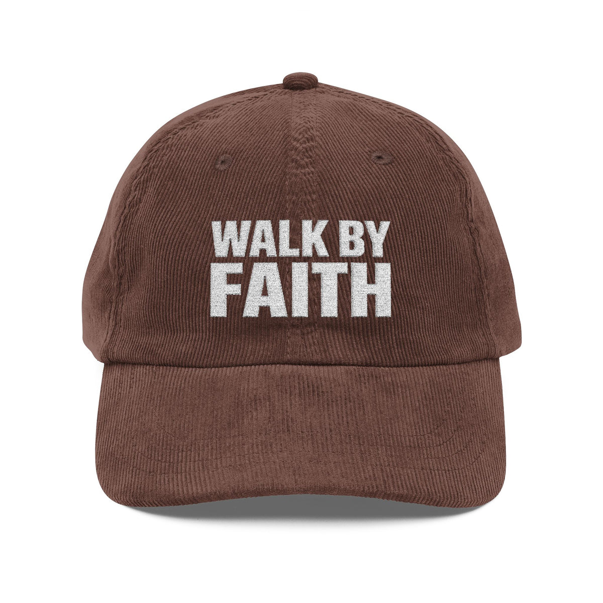Walk By Faith Embroidered Corduroy Cap - Vintage Inspirational Hat (Trust the Route)