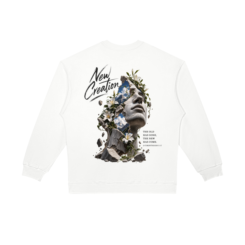 HISWAY New Creation Christian sweatshirt inspired by 2 Corinthians 5:17