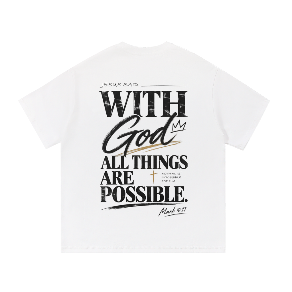HISWAY With God All Things Are Possible Christian T-shirt inspired by Mark 10:27